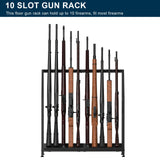 Gun Rack, Floor Standing Shotgun Racks Indoor, Heavy Duty Metal Frame Wooden Rifle Racks with Foot Padding, Vertical Gun Display Stand for Home Garage Gun Storage - Holds up to 10 Long Guns Nandae
