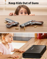 movgul Gun Safes, Biometric Pistol Safe with LCD Display of Temperature Humidity USB Port, Gun Safes 3 Ways Quick Access Fingerprint Handgun Safe for Nightstand Car movgul