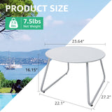 Meluvici Patio Outdoor Coffee Table Set of 2, Weather Resistant Steel Round End Tables, Outdoor Nesting Table for Patio, Balcony, Bistro and Indoor, White Meluvici