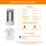 Fitybow LED Rope Lights Battery Operated String Lights 40Ft 120 LEDs 8 Modes Hanging Fairy Lights Dimmable/Timer with Remote for Camping Party Halloween Christmas Decoration (Warm White) Fitybow