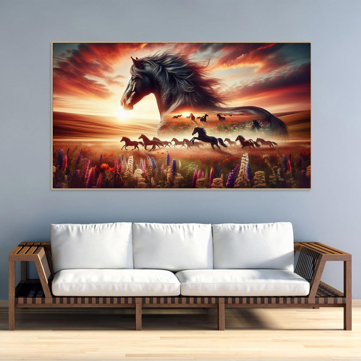 ijbnhd Large Diamond Painting, Horse Large Diamond Art Kits for Adults, Full Drill Round Big Diamond Painting, DIY Gem Art and Crafts for Home Wall Decor Gift 27.5 X 15.7inch ijbnhd