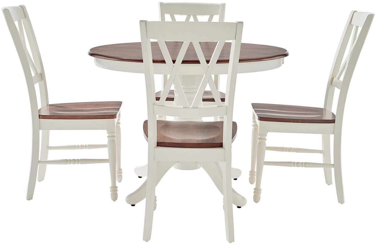 Crosley Furniture Shelby 5-Piece Traditional Round Dining Table Set for 4, Distressed White Crosley Furniture