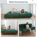 MAXYOYO 8" Futon Mattress Full Size, Extra Thick Futons Sofa Couch Bed, Velvet Floor Mattress for Adults, Shredded Foam Filling (Frame Not Included), Green MAXYOYO