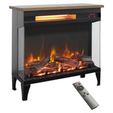 Innoflame 24" Electric Fireplace Heater, 3-Sided Glass & Wooden Top Design, Adjustable 4 Flame Colors, Remote, Timer, 1500W Infrared Heater w/Overheat Protection, Fireplace Heaters for Indoor use Innoflame