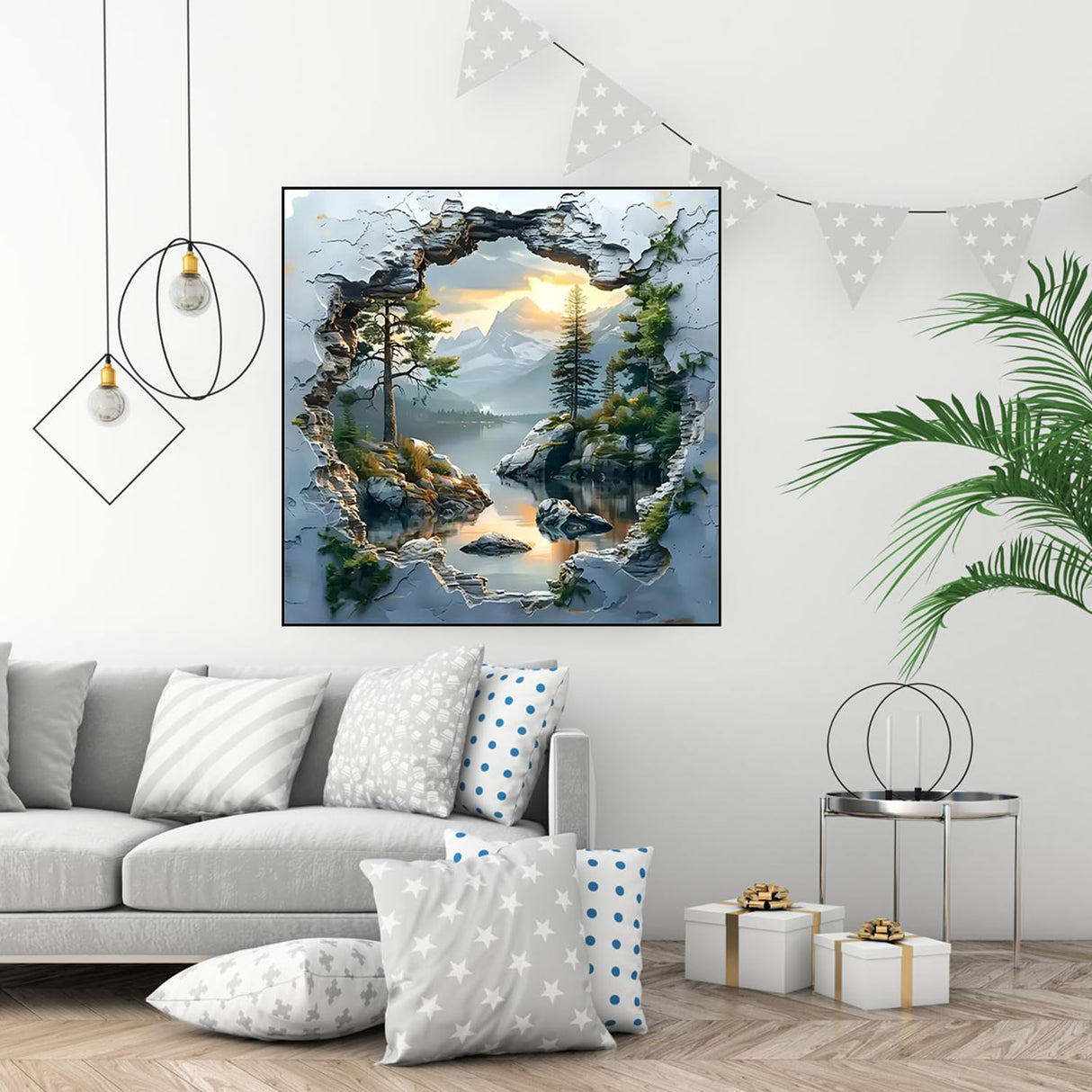 CHWGLFGG 5D Diamond Art Kits for Adults Beginners, Mountain Sunset Landscape Diamond Painting Kits, DIY Full Round Drill Paint by Diamonds Dot Gem Art for Adults, Home Wall Decor 13.7X 13.7 Inch CHWGLFGG