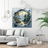 CHWGLFGG 5D Diamond Art Kits for Adults Beginners, Mountain Sunset Landscape Diamond Painting Kits, DIY Full Round Drill Paint by Diamonds Dot Gem Art for Adults, Home Wall Decor 13.7X 13.7 Inch CHWGLFGG