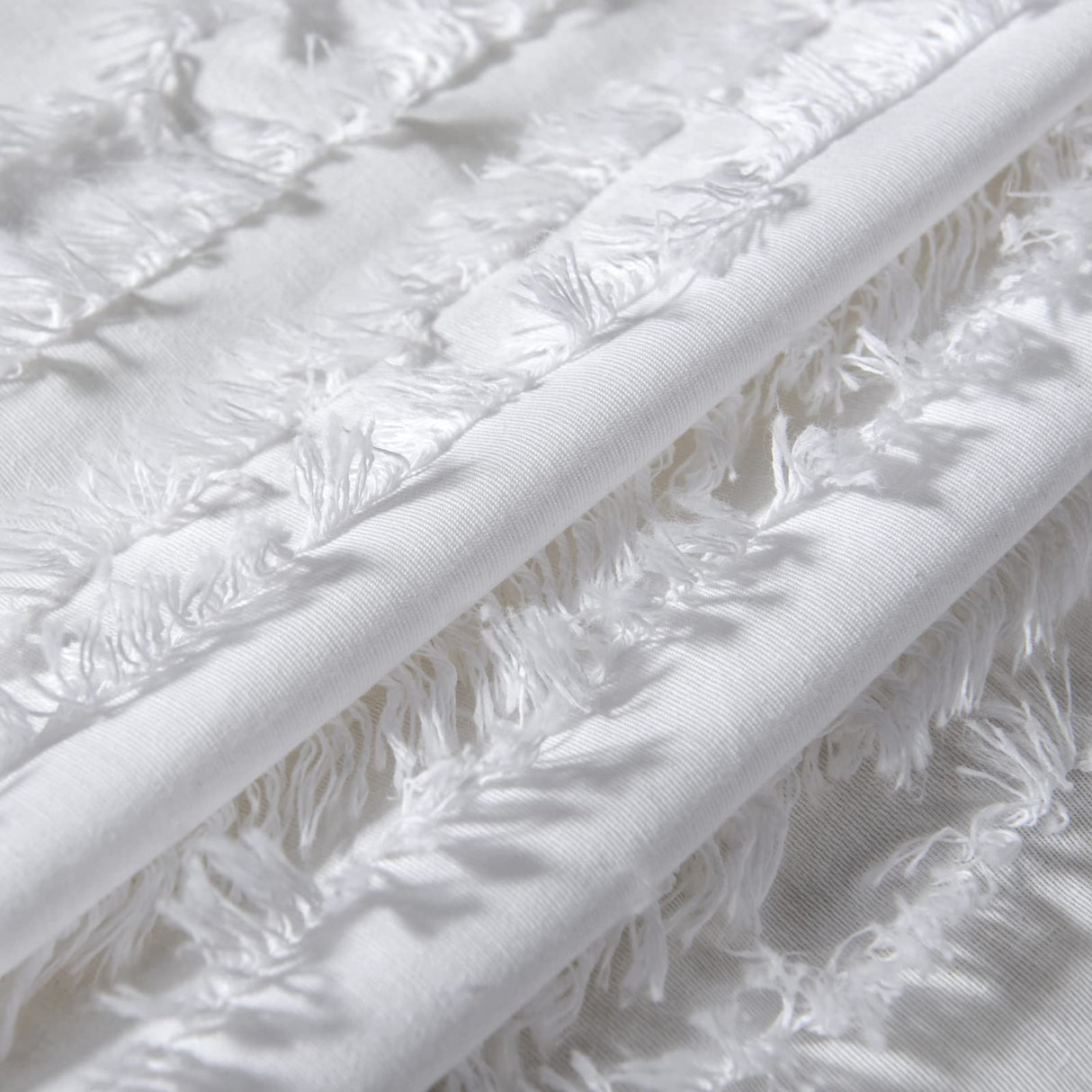 RoomTalks Boho Farmhouse White Curtain Valances Window Treatment for Bedroom Living Room Bathroom, Rod Pocket Shabby Chic Stripe Tassel Cotton Linen Decorative Kitchen Valances Curtain Topper, 18’’L RoomTalks