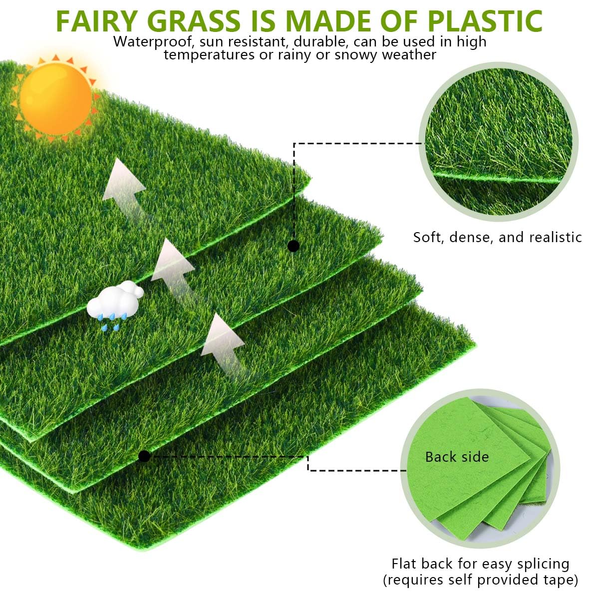KISEER 6 Pack Fairy Garden Grass 6 x 6 Inches Miniature Artificial Craft Grass for Dollhouse Ornament DIY Decoration KISEER