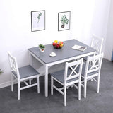SogesPower Dining Table Set for 4, 5-Piece Wood Kitchen Dining Table Set with 4 Chairs for Kitchen Dining Room Restaurant Small Space, Grey&White SogesPower