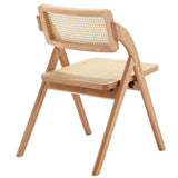 Bekrvio Folding Chair Solid Wood Rattan Chairs, Mid-Century Modern Rattan Dining Chairs with Cane Back Handmade for Living Room Bedroom, Garden Balcony, Office, No Assembly Required (Natural) Bekrvio