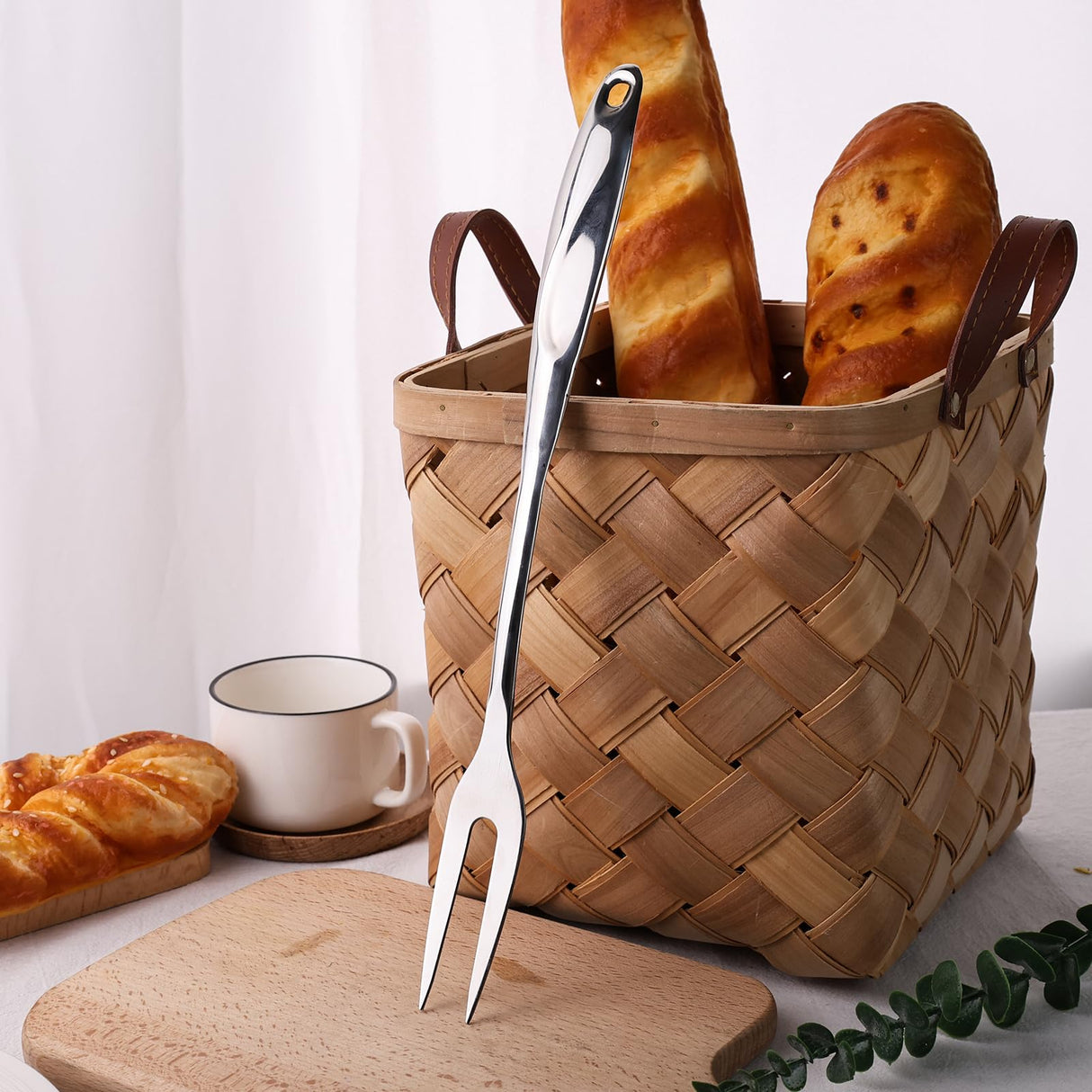 HANSGO Stainless Steel Meat Fork, Two-Prong Fork 15inch Carving Fork for Cooking Kitchen Carving Serving BBQ HANSGO