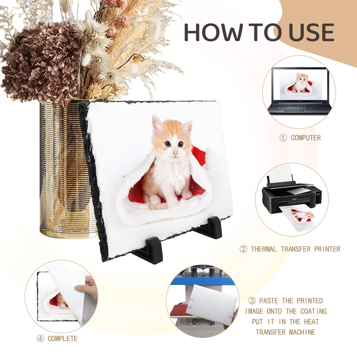 12 Pack Blanks Sublimation Rock Slate Photo Frame Rectangular Heat Transfer Custom Photo Stone Plaque Memorial Gifts Picture Frames for Valentines Wedding Christmas Thanksgiving, 5.9" x 7.9" WHEATHUSK