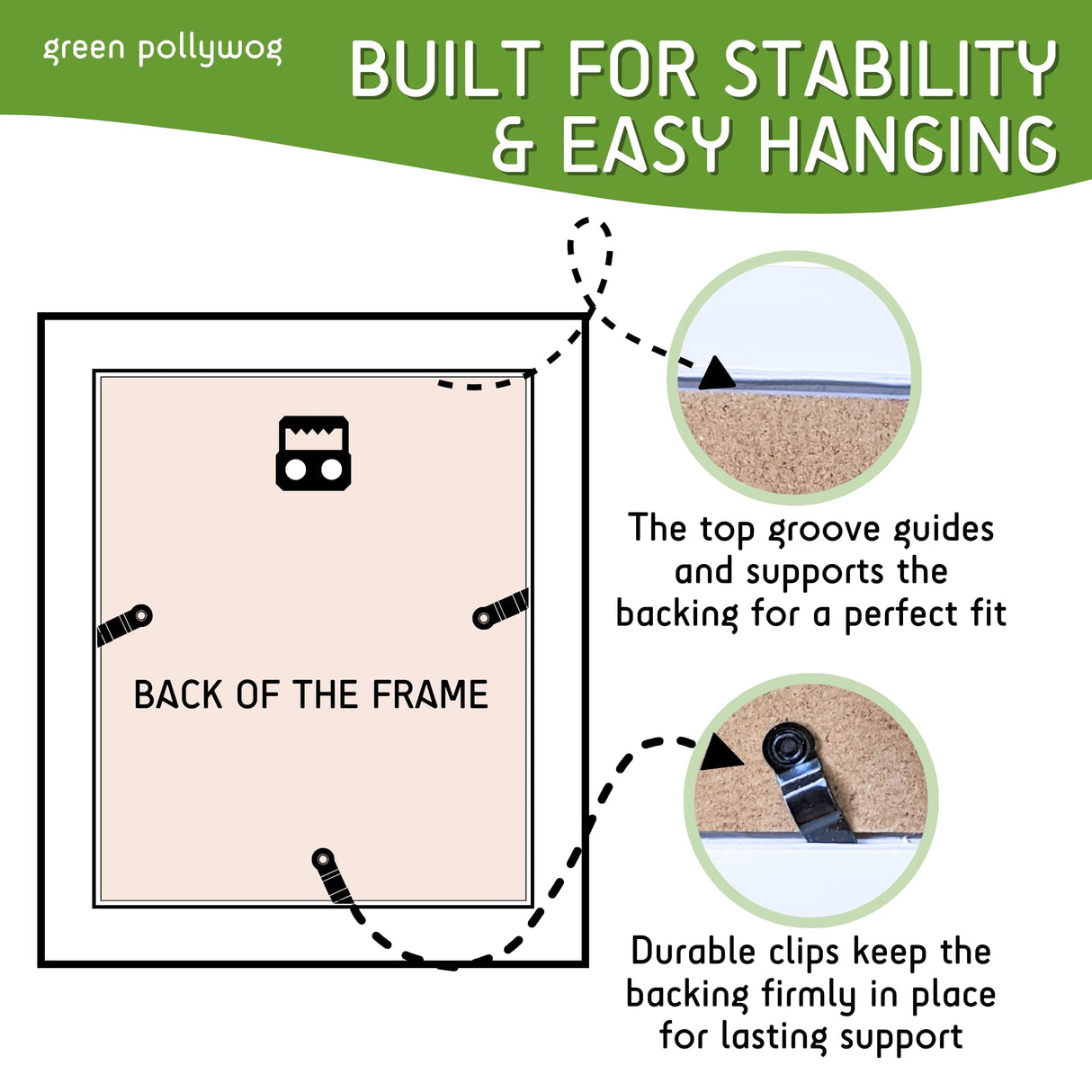 Green Pollywog | Paw Print Pet Keepsake Hinge Photo Frame + Ink Pad Kit | Dog Paw Print Kit | Extra-Large Ink Pad Included | 4 x 6 Picture Openings Green Pollywog