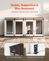 VEVOR 72"Dog Crate Furniture for 2 Dogs,Double Dog Crate Furniture with Double Sliding Doors,Large Dog Crate TV Stand with Removable Tray,Steel Frame Double Dog Crate for Small,Medium,Large Dogs White VEVOR