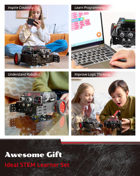 WhalesBot Rocky Coding & Remote Control Robot Kit for Kids 8-16, Modular/Scratch/Python/C Programming, Educational Engineering Science Toy Set with Multiple Sensors and Smart Controller WhalesBot