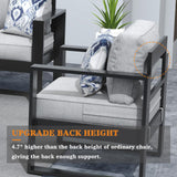 KHOLH 5 Piece Modern Aluminum Patio Furniture Set with Fire Pit Table, Outdoor Patio Sectional Conversation Metal Seating Sets with Olefin Cushion KHOLH