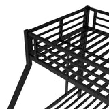 Bellemave Metal Twin XL Over Queen Bunk Bed for Adults/Kids,Heavy Duty Adults Bunk Beds with Guardrail & Ladders,Twin XL Over Queen Size Bunk Beds for Teens,Black Bellemave