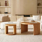 FAME HOME Round Nesting Coffee Table Set of 2,31.5" Large & 18" Small Low Tables with Wood Look Top,Space-Saving Side Tables for Living Room,Bedroom,Office,Minimalist Center Table Set (Brown, L+S) FAME HOME