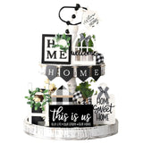 NJXJKGY 11PCS Farmhouse Tiered Tray Decor Set-Rustic Wooden Mini Signs and Decorations for Home and Kitchen Display (Tiered Tray Not Included) NJXJKGY
