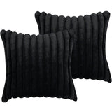 18x18 Throw Pillow Covers Set of 2, Decorative Faux Fur Covers for Bed, Couch Soft Fluffy Pillow Cover with Velvet Back for Living Room, Neutral Home Décor Accent for Sofa - Black COTEY