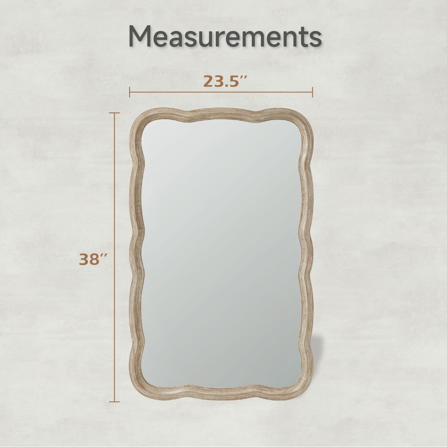 COZAYH Curved Wood Frame Accent Mirror, Farmhouse French Country Decorative Wall Mirror, Rectangle 23.5”L x 38”W, Natural - WoodArtSupply