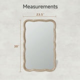 COZAYH Curved Wood Frame Accent Mirror, Farmhouse French Country Decorative Wall Mirror, Rectangle 23.5”L x 38”W, Natural COZAYH