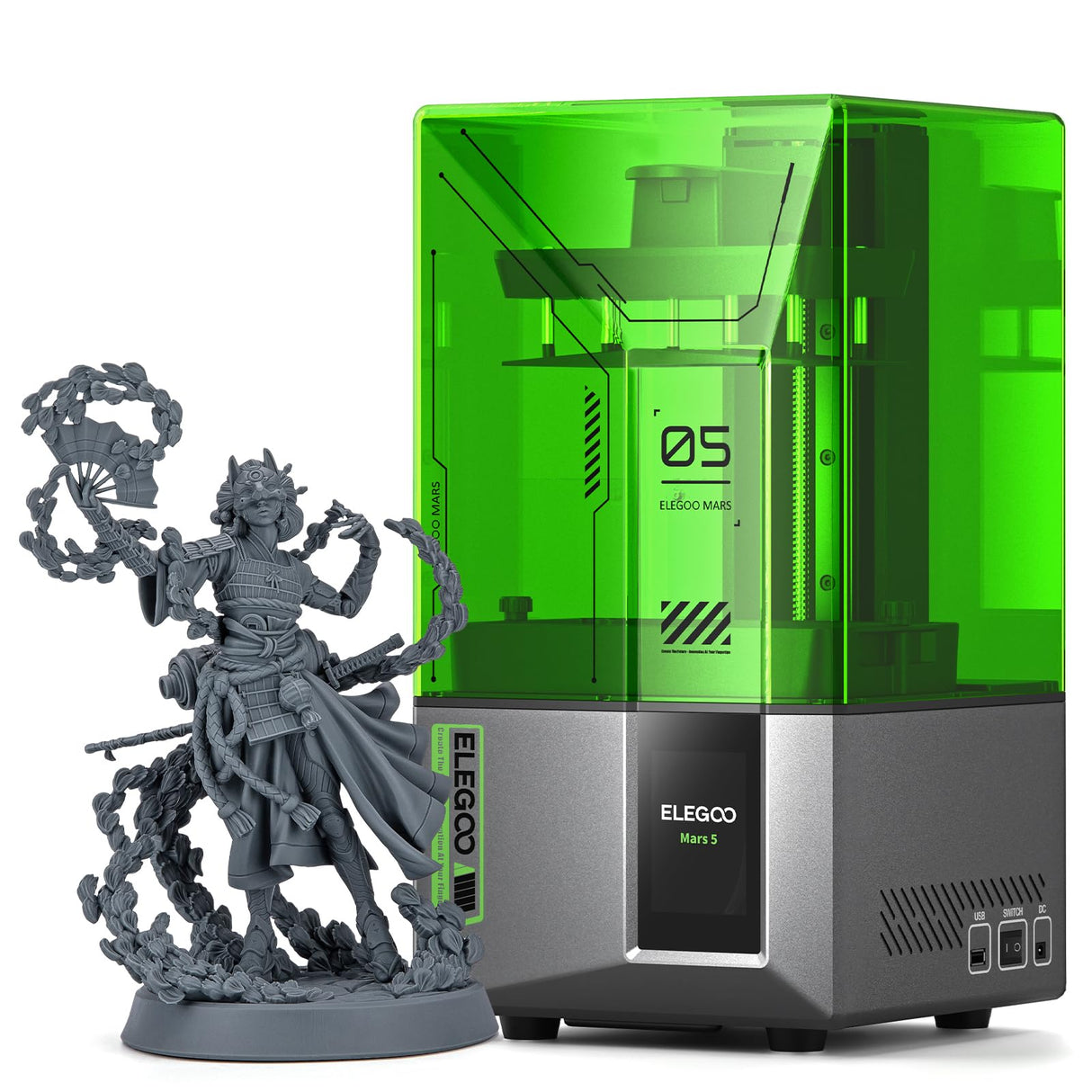 ELEGOO Mars 5 MSLA Resin 3D Printer, Smart Mechanical Sensor, Intelligent Automatic Leveling, COB Light Source, 6.6-inch Mono 4K LCD Screen, Large Printing Size 143.43 x 89.6 x 150 mm³ ELEGOO