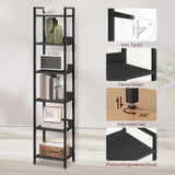 MAHANCRIS Bookshelf, 6-Tier Bookcase, Standing Book Shelf for Small Space, Storage Shelf Organizer, for Living Room, Bedroom, Study, Balcony, Black BKHB6601 MAHANCRIS