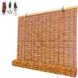 VELLOW Outdoor Bamboo Shades Sun Protection Bamboo Roll Up Window Blind, Retro Woven Roller Shades for Garden Patio Porch 27 36 40 43 45 50 55 58 60 62 66 68 72 76in Wide Cordless Bamboo Curtain VELLOW