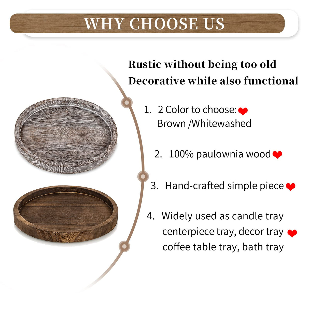 Hanobe Round Wood Candle Tray: Rustic Wooden Candle Holder Whitewash Pillar Stand Farmhouse Tea Light Plate Base for Living Room Coffee Table Centerpiece for Kitchen Counter Bathroom Home Decor,11.8" Hanobe