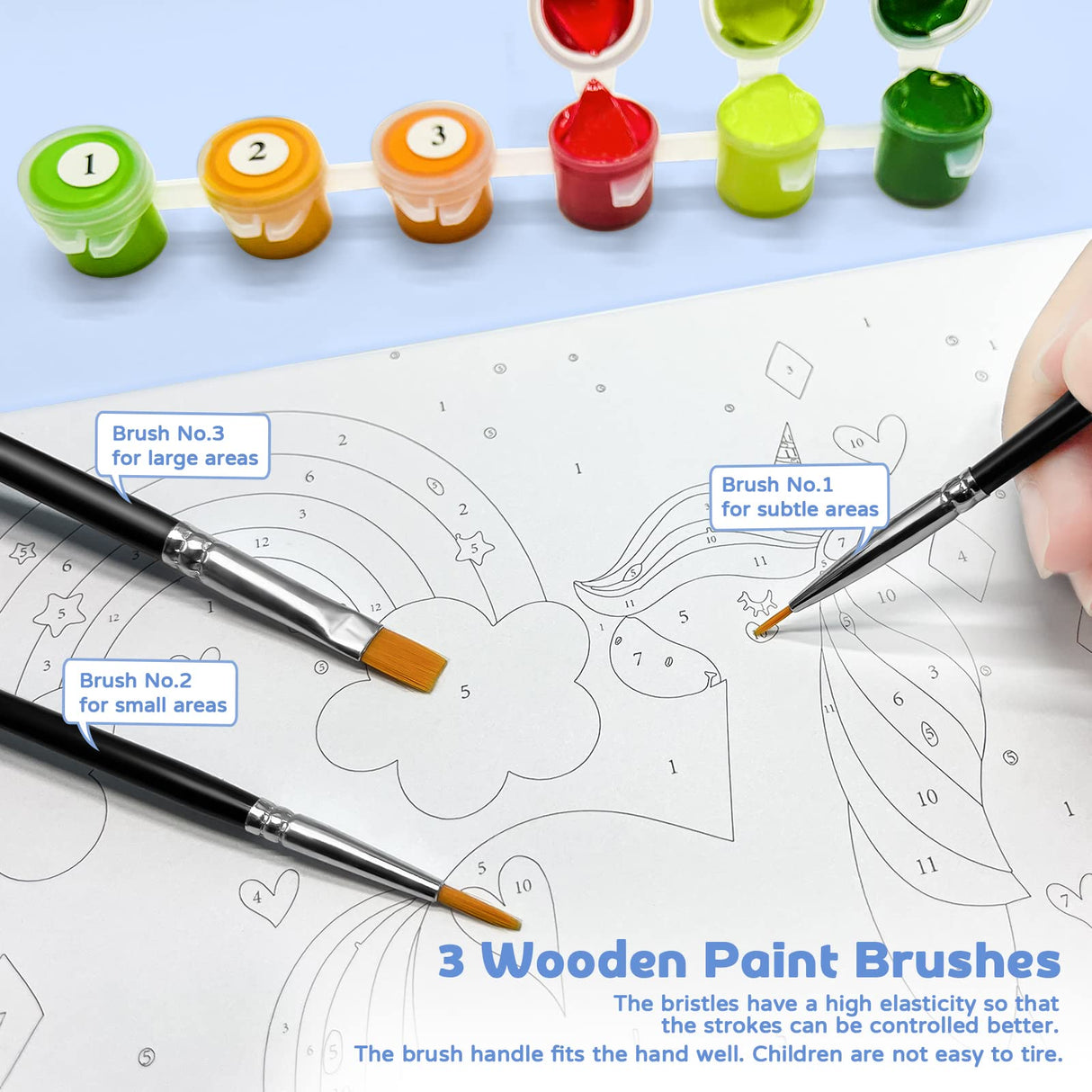 Nariolar Paint by Numbers for Kids Ages 4-8-12 with 7X9.5 inch Pre-Printed Cardboard,11 Acrylic Paint Pots and 3 Painting Brushes, Room Decor for Children,(Proud Lion) Nariolar