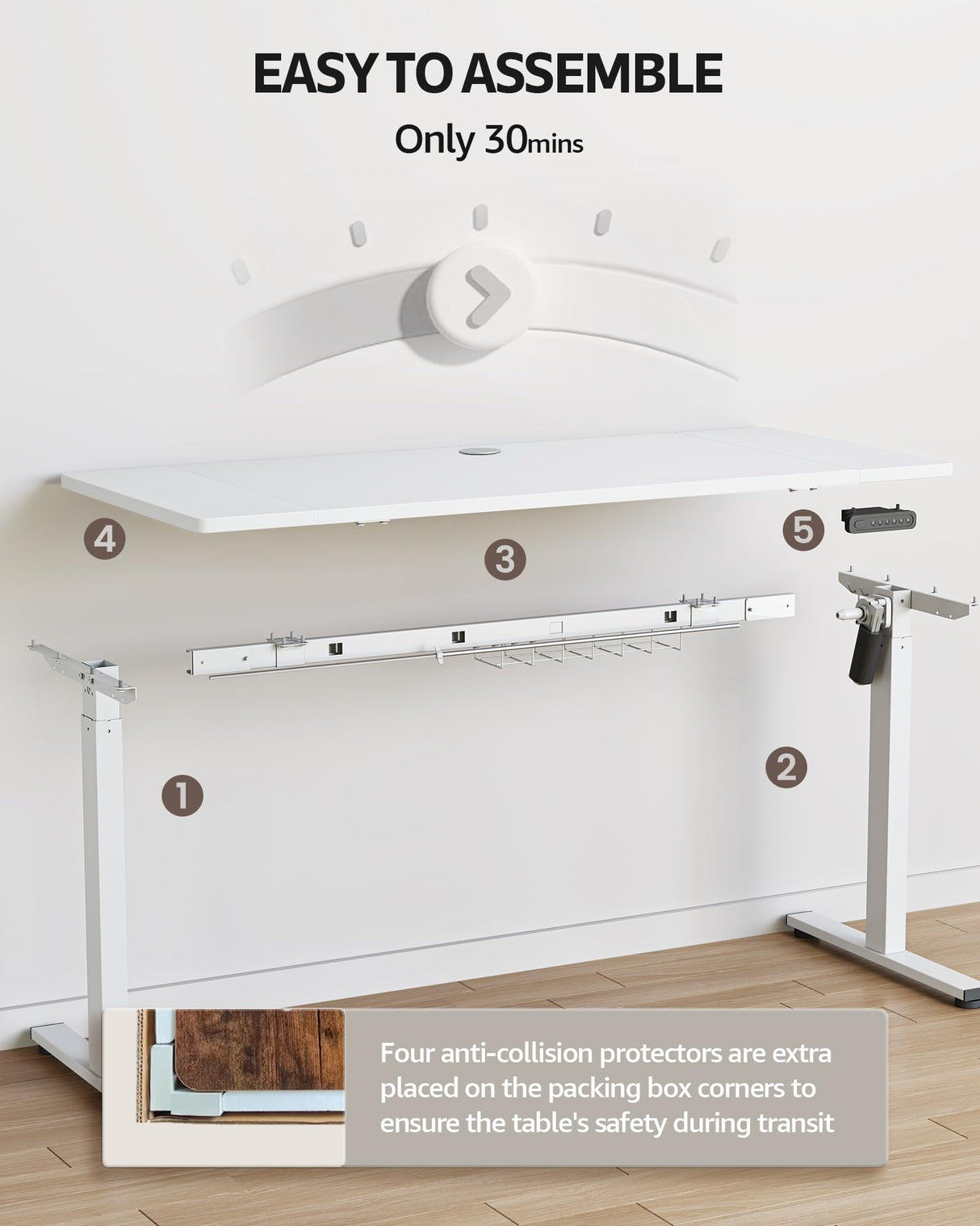 SIAGO Electric Standing Desk Adjustable - 48 x 24 Inch Sit Stand up Desk with Cable Management - 3 Memory Preset Adjustable Height Desk Computer Home Office Desk SIAGO