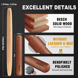 Walfos French Rolling Pin Set - Natural Wooden Rolling Pins (8inch, 15.7inch), Baking Dough Roller for Pizza, Pie, Pasta, Bread, Pastry, No Coating Walfos