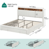 YITAHOME King Size Bed Frame, Storage Bed Frame with 4 Drawers & LED Light, Platform Bed with Storage Upholstered Headboard and Charging Station, No Box Spring Needed, Easy Assembly, Beige YITAHOME