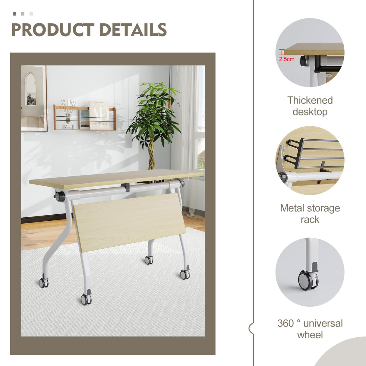 6-Pack Folding Conference Table,Modern Office Conference Room Table, Mobile Flip Top Training Tables with Caster Wheels,Foldable Meeting Table for Office,Meeting Room,Class rzoizwko