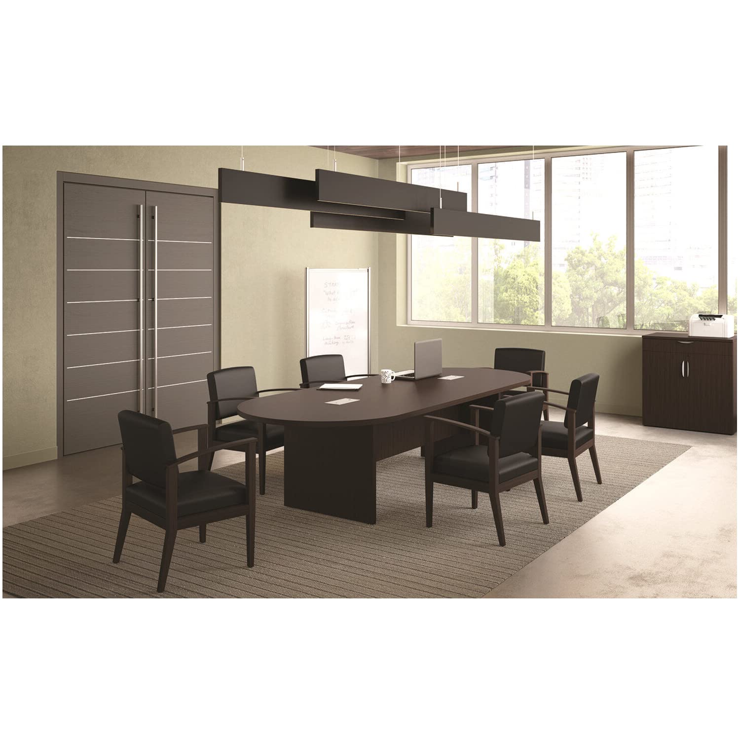 Thaweesuk Shop New Espresso Finishes 10 FT Modern Executive Racetrack Shaped Conference Room Table Panel Legs Laminate Grommets Boardroom 2 Power Data Modules White Meeting Desk Oval Hardwood - WoodArtSupply