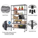 6-Tier Steel Wire Shelving Unit, 48x18x82in, 2100lb Capacity, Adjustable NSF Certified Storage Rack with Casters - For Garage, Kitchen, Pantry Dopinmin