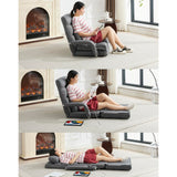 STHOUYN Folding Sofa Bed, Convertible Sleeper Chair Bed with USB, Floor Chair with 5-Position Adjustable Back Support, Small Comfy Couch for Bedroom Small Space, Cozy Chair, Apartment Dorm (Dark Grey) STHOUYN