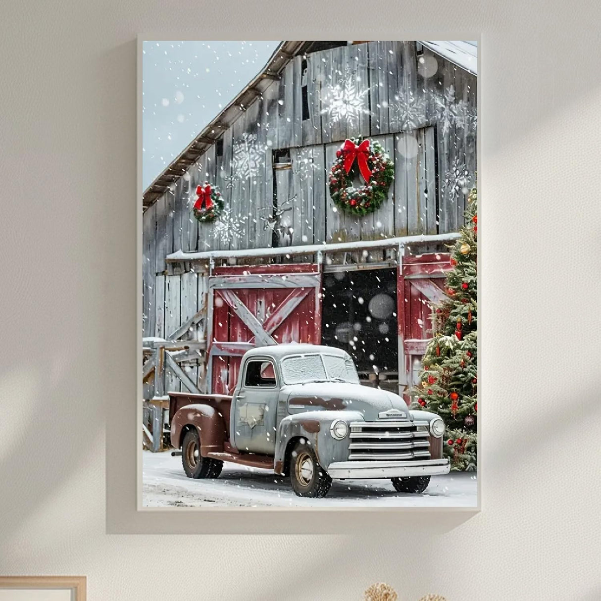 MOMDEDP Christmas Truck Diamond Art Kits for Adults - Christmas House Diamond Painting Kits for Adults, 5D Round Full Drill DIY Gem Art Paint by Diamonds Arts and Crafts 12x16 inch MOMDEDP