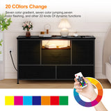 Sunvasagoo 8-Drawer Dresser TV Stand - RGB LED, Power Outlet & USB Ports, Large Storage, Charcoal Black, 47'' Wide Sunvasagoo