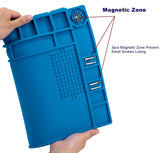 Premium Heat Resistant 932°F Blue Magnetic Repair Work Mat Large Silicone Soldering Mat for Soldering, Electronics, Computer Cellphone Repair, BGA Soldering Gun Iron Workbench Protection HPFIX