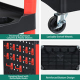 YITAHOME Auto Detailing Cart with Wheels, 3 Tier Rolling Detail Cart with Long Hanging Plate & Hooks & Hanging Bucket, Car Wash Organizer Cart for Detailers Garage, Workshop, Repair Shop, Storage Tool YITAHOME