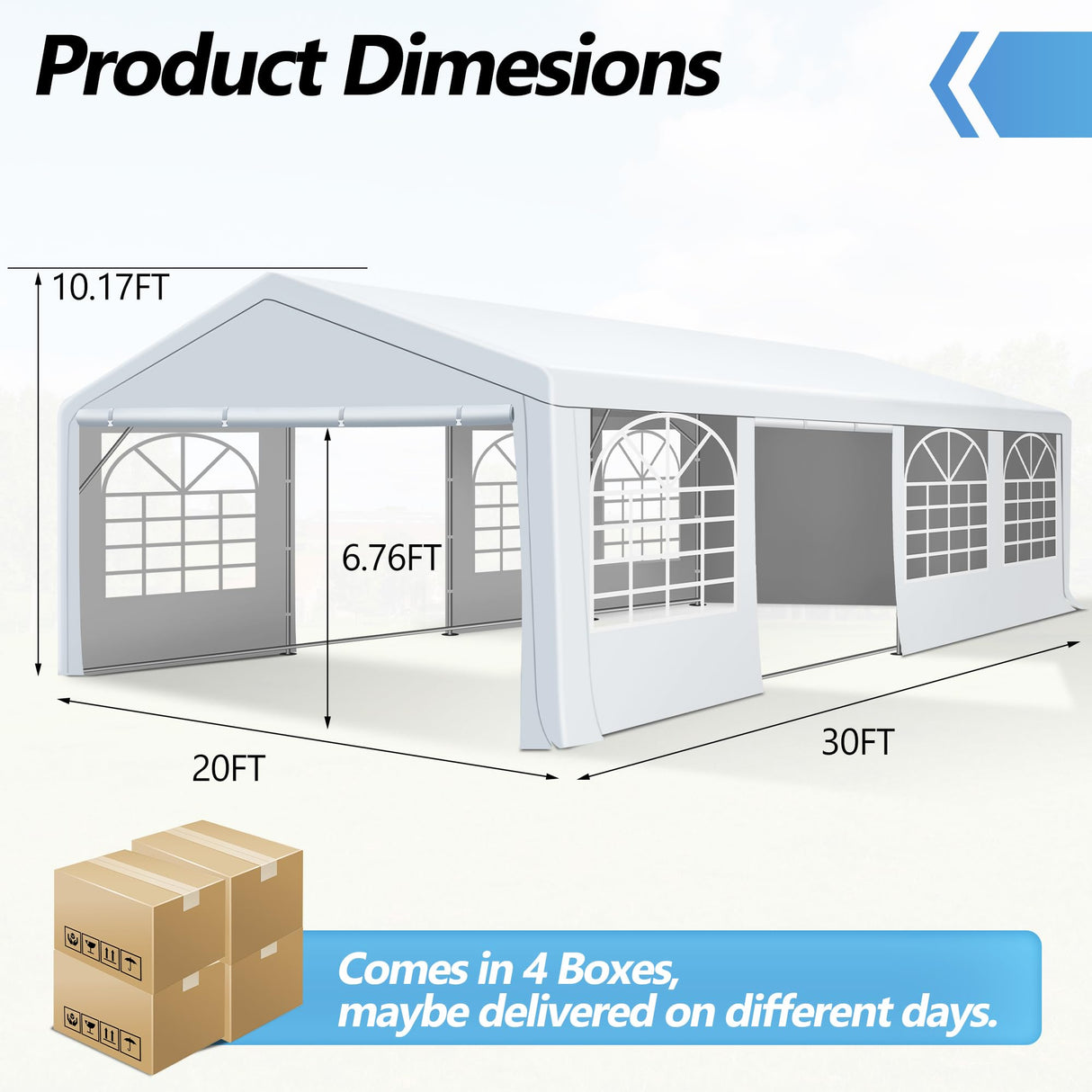 20'x30' Party Tent Heavy Duty, Large Wedding Event Tent with Removable Sidewalls & 4 Sand Bags, Event Canopy Shelter for Parties Outside UV50+ Waterproof, Carpas para Fiestas (20x30 FT) HOWSVN