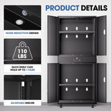 DNA MOTORING 73'' Metal Storage Cabinet, Rolling Garage Cabinet with 1 Drawer and Adjustable Shelves, Lockable Heavy Duty Metal Locker for Garage,Office,Home,Gym, Black, TOOLS-00630-BK-BK-A DNA MOTORING
