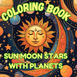 Coloring Book Sun Moon Stars with Planets Majosta