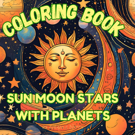 Coloring Book Sun Moon Stars with Planets Majosta