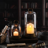 5" & 4" Wide Versatile Metal Candle Holder with Handmade Sturdy Glass Dome in Brass for Pillar Candle & Plants, 5.1" xH11.8 4" xH7.5, Industrial, Farmhouse, Shabby Chic. (2, Brass, Large & Small) WoodArtSupply