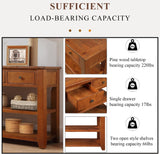 YWUFUART 48 Inch Solid Wood-Console Table-Sofa Table-Storage Cabinet with 3 Drawers and 2 Shelves for Entryway Hallway Living Room (Brown) YWUFUART