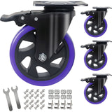 5 Inch Caster Wheels with Brake, Heavy Duty Casters Set of 4 2200lbs, Swivel Casters with Double Ball Bearings, Dual Locking Casters,Wheels for Cart,Furniture,Cabinets,Workbench (Two Hardware Kits Wieyunn