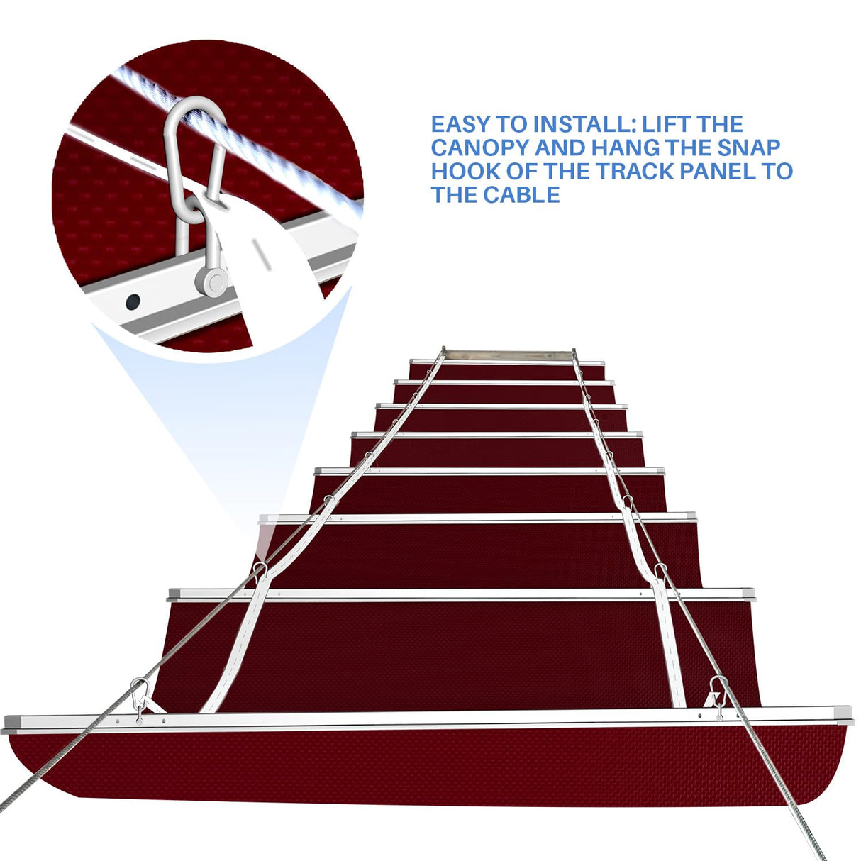 E&K 4'Wx16'L Waterproof Pergola Shade Cover Retractable Canopy Awning Outdoor Wave Sun Shade for Patio Garden Backyard Deck Trellis (Red) E&K